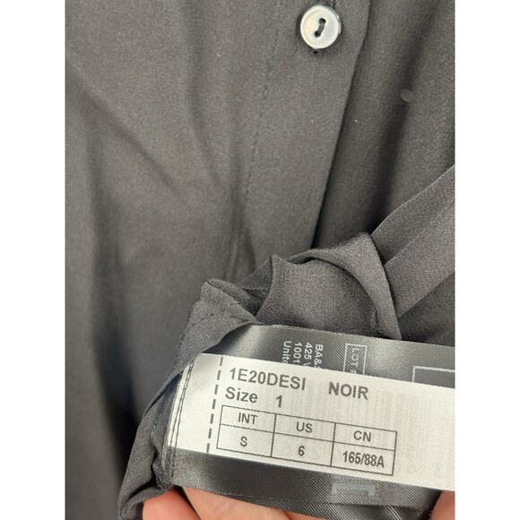 Ba&sh Button Up Shirt Womens Small Black Long Sleeves 100% Silk Collared V Neck - Picture 7 of 16